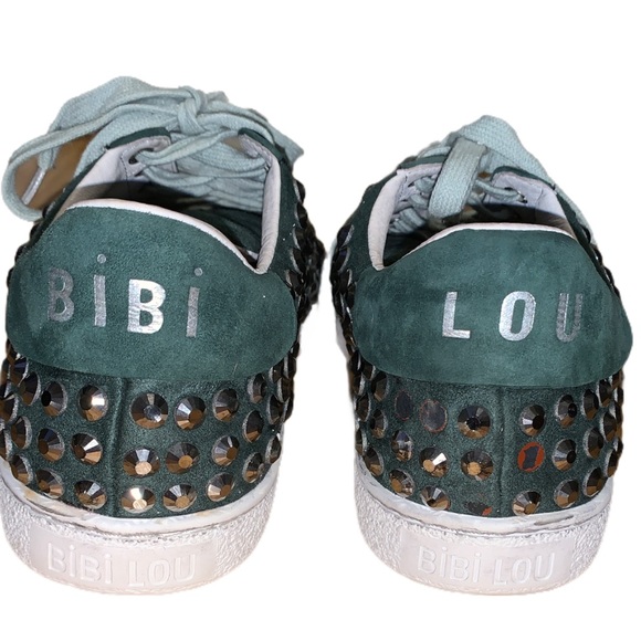 Bibi Lou Women’s Green Suede Studded Sneakers Size 38 - Picture 2 of 7